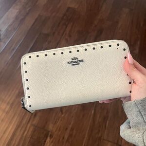 Authentic Leather Cream Studded Coach Wallet